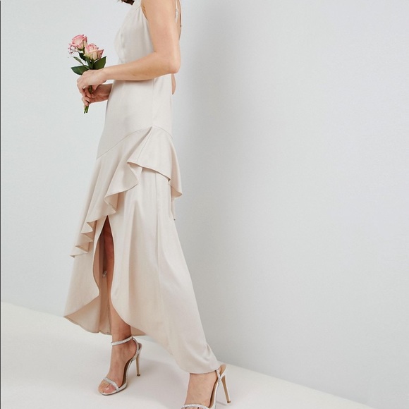 Satin Ruffle Hem Pinny Bodice Maxi by ASOS - Picture 6 of 8